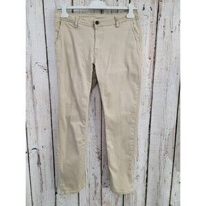 Olympvs 34x32 Athletic Fit Tapered Chino Khaki Pants Slacks Trousers Stretch EUC